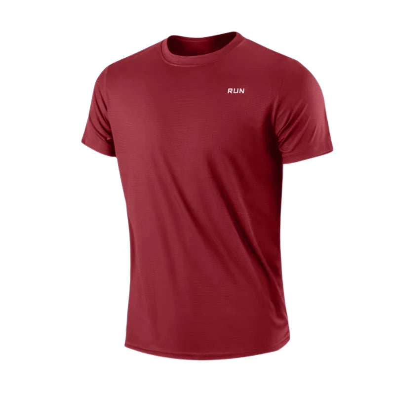 Men's Quick Dry Short Sleeve Round Neck T-Shirt Training Exercise Gym Sport Shirt Tops Lightweight