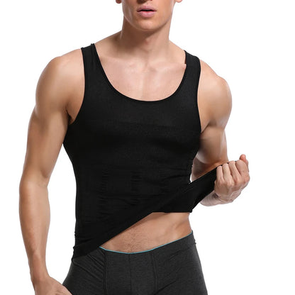 Compression Shirt Slimming Body Shaper Vest Men Gym Workout Sleeveless Gynecomastia Abdomen Waist Trainer Shapewear