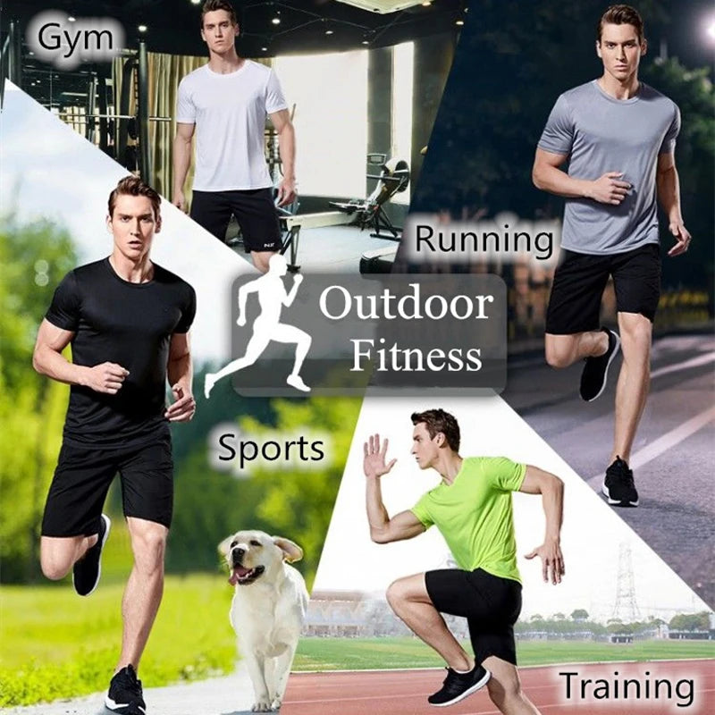 Men's Quick Dry Short Sleeve Round Neck T-Shirt Training Exercise Gym Sport Shirt Tops Lightweight