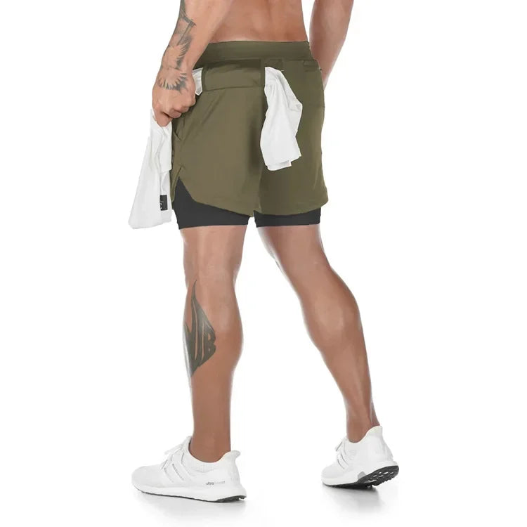 Camo Running Basketball 2 In 1 Quick Dry Men Gym Sports Shorts  Breathable High elasticity