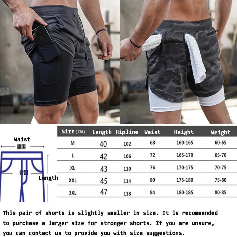 Camo Running Basketball 2 In 1 Quick Dry Men Gym Sports Shorts  Breathable High elasticity