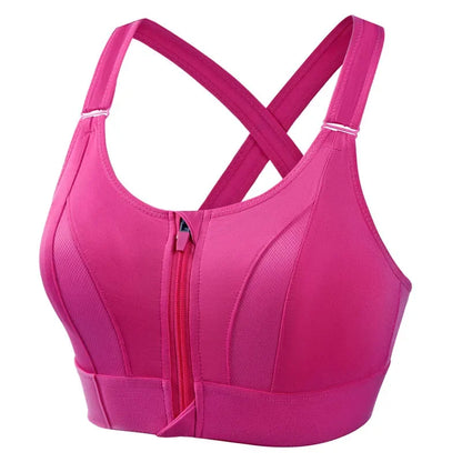 Front Zipper Adjustable Strap Shockproof Sports Bras