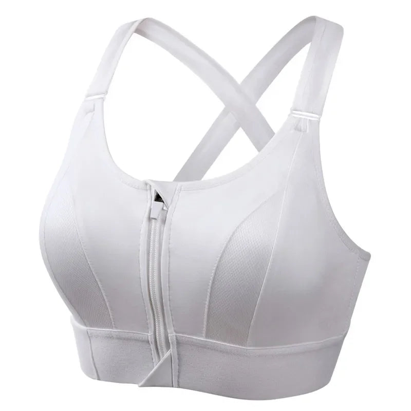 Front Zipper Adjustable Strap Shockproof Sports Bras