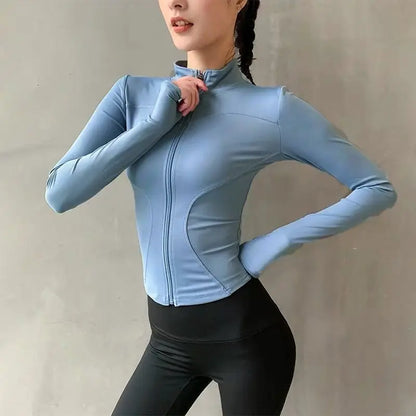 Fitness Sports Jacket Women's Zipper Long-sleeved Stand-up Jacket Quick-drying