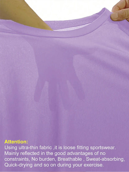 Women's Solid Color Ultralight Quick Dry Sport T-Shirt,Breathable Lightweight