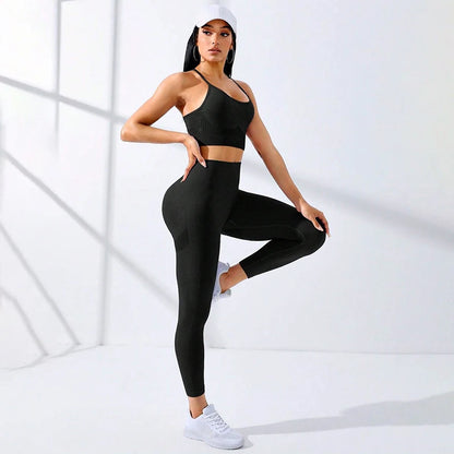 2Pcs Women's Yoga Fitness Set Seamless Breathable Activewear