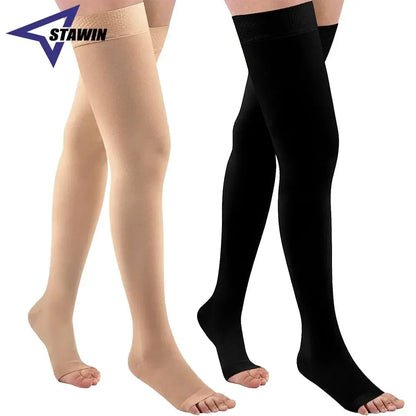 1 Pair Thigh High 20-32 MmHg Compression Stocking Toeless for Women and Men