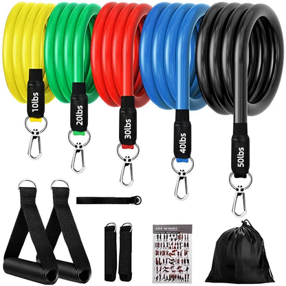 11pcs/Set Pull Rope Resistance Bands portable