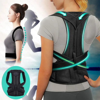 Adjustable Back Posture Corrector With Breathable Shoulder And Waist Support.