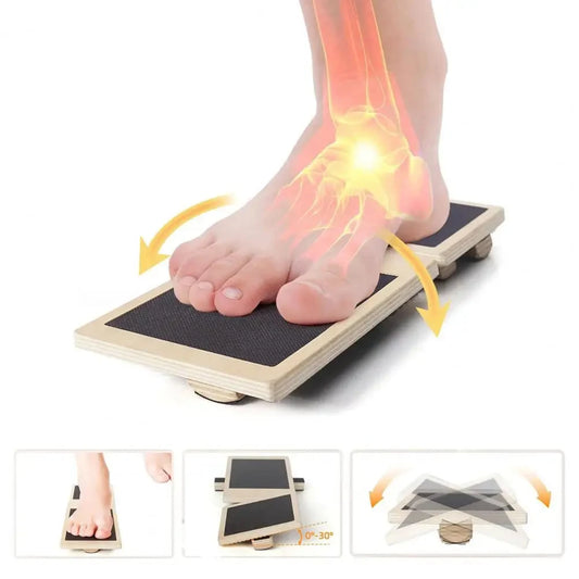 Single Leg Balance Board Wooden Foot Strengthener Anti Slip Wobble Board For Sprained Ankle Stability Exercises Posture