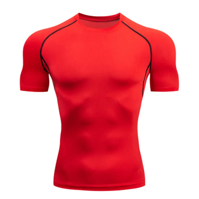 Men's compression running T-shirt fitness tight short sleeved T-shirt