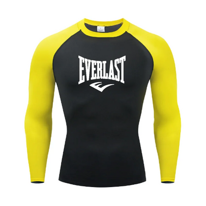 EVERLAST Mens long Sleeved Compression T-Shirt Sun Protection Second Leyer Skin Running Fitness Rash Prevention Training Clothes