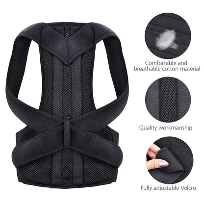 Adjustable Back Posture Corrector With Breathable Shoulder And Waist Support.