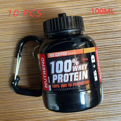 10PCS Portable Protein Powder Bottle With Whey Keychain Health Funnel Medicine Box Small Water Cup Outdoor camping Container