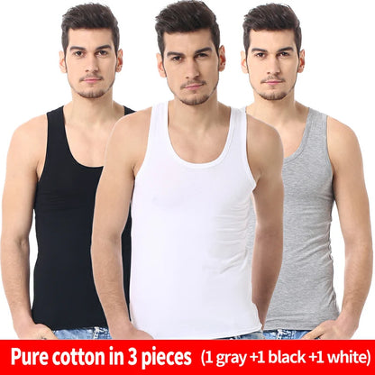 3/1 piece men's pure cotton vest fitness training jacket Four seasons