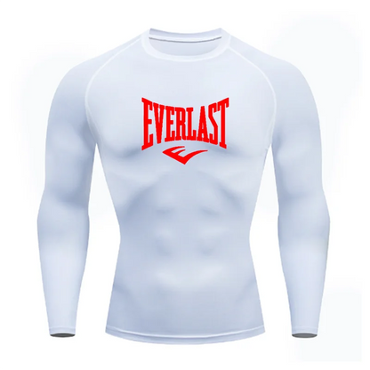 EVERLAST Mens long Sleeved Compression T-Shirt Sun Protection Second Leyer Skin Running Fitness Rash Prevention Training Clothes