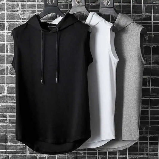 Solid Color 2023 Men's Tank Tops Vest Sleeveless Tees For Male Hooded Man Vests Tops Hip Hop Men Tank Top T shirt